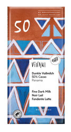 Vivani Chocolade melk donker 50% Panama bio 80g